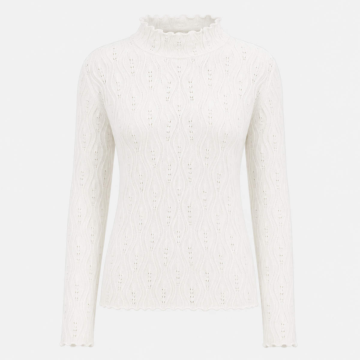 Tabitha Wright | Cream Ribbed Knit Turtleneck Jumper