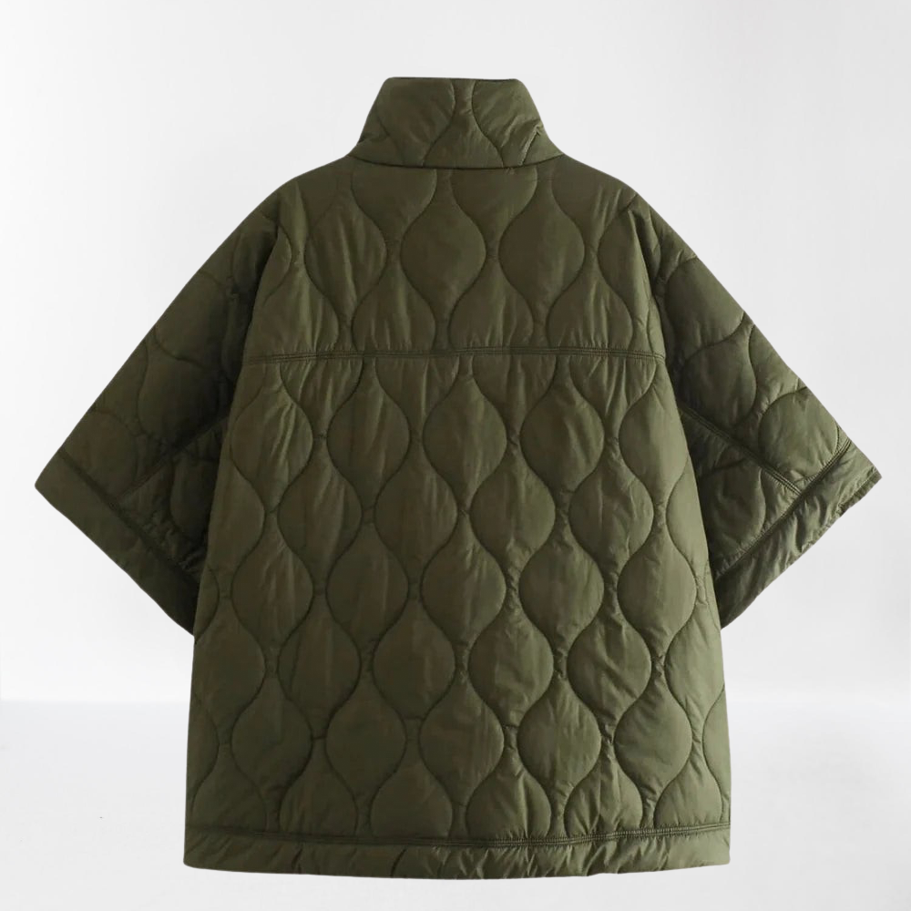 Edith Marlow | Quilted Olive Cape Coat
