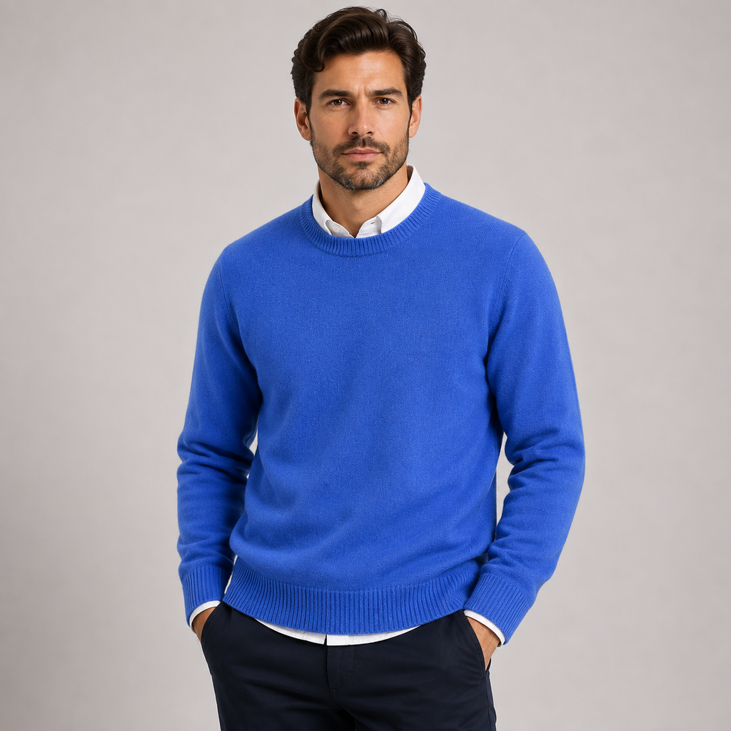 Theodore Evans | Cream Ribbed Knit Sweater for Men