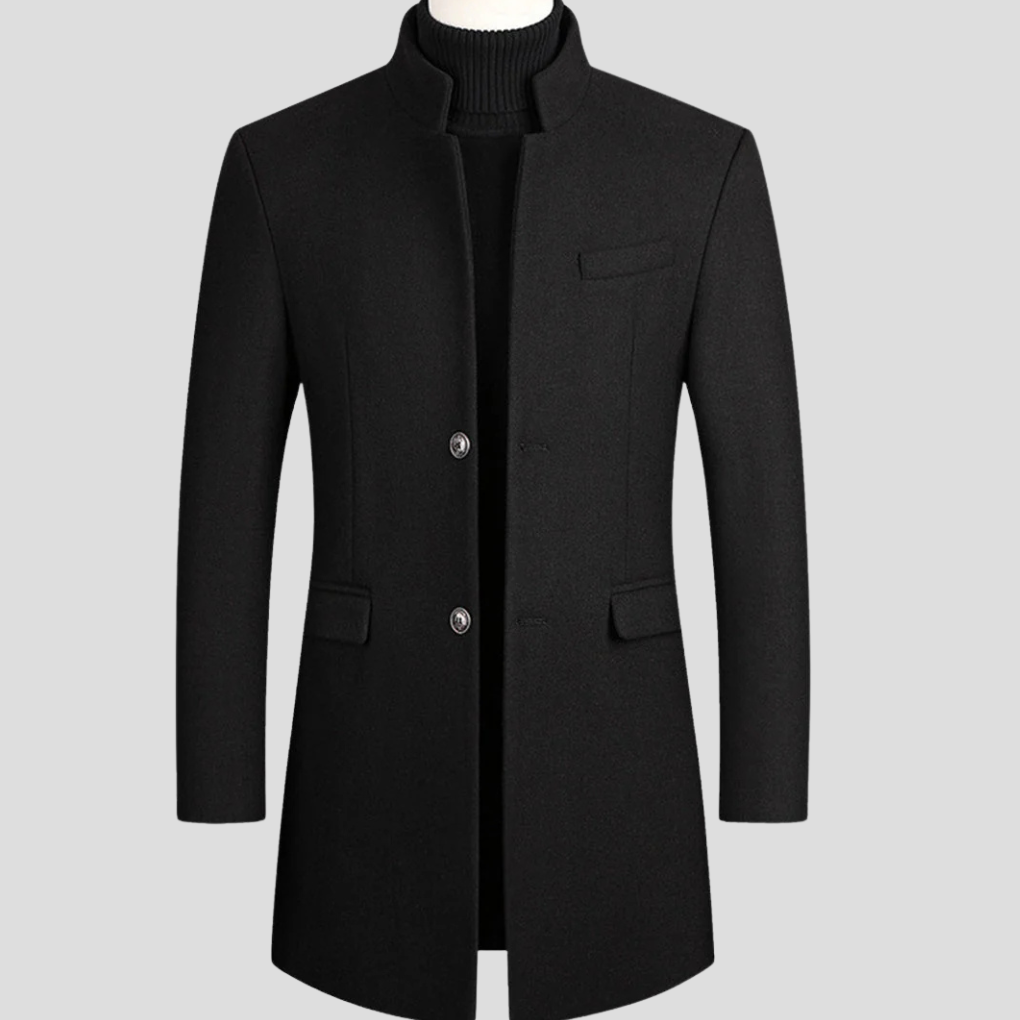 Edward Barclay | Wool-Blend Mens Coat With Stand Collar