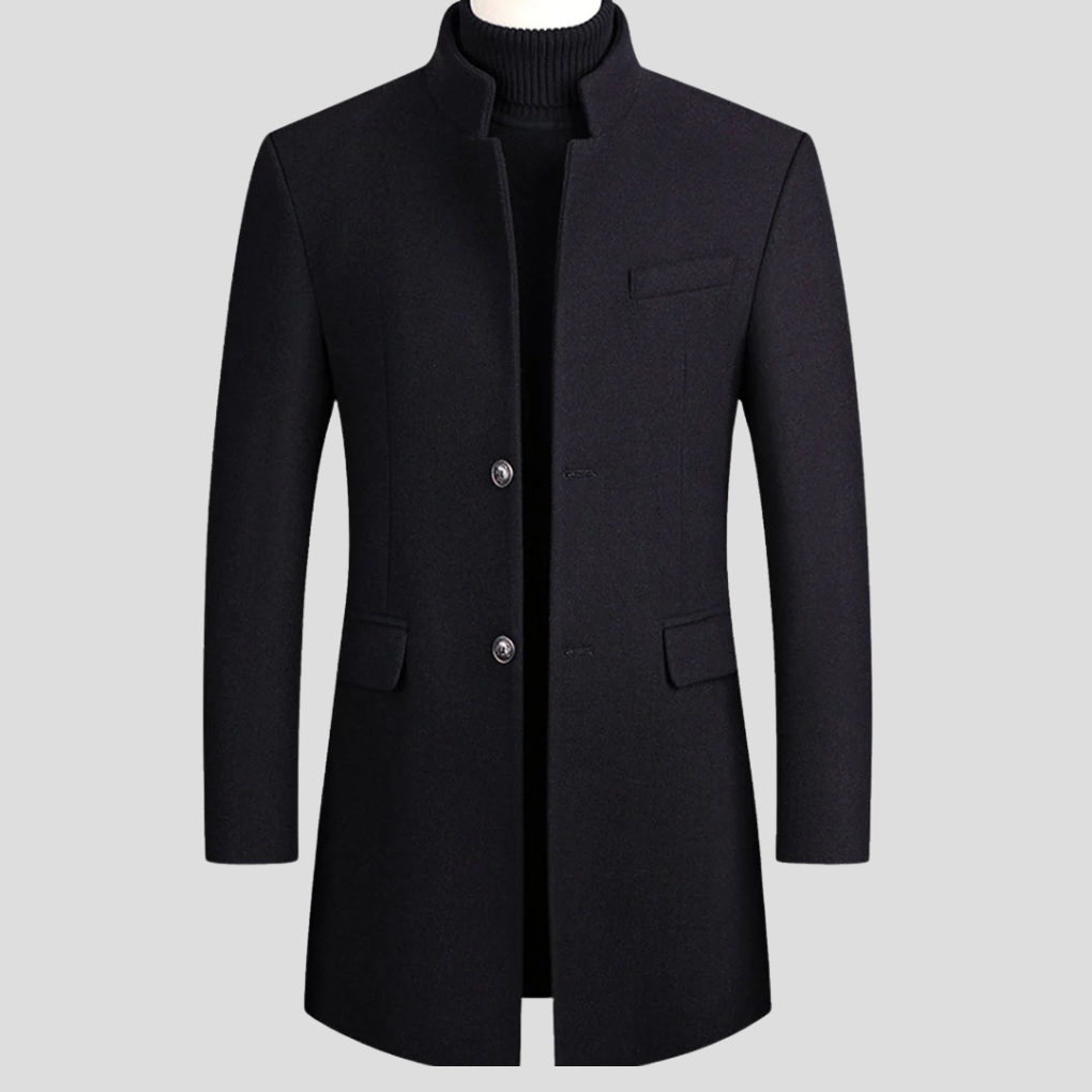 Edward Barclay | Wool-Blend Mens Coat With Stand Collar