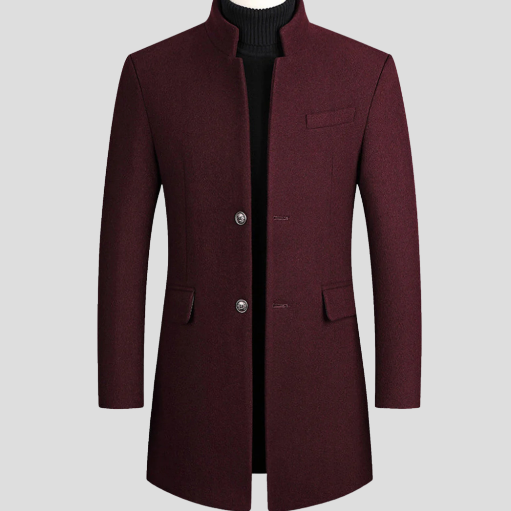 Edward Barclay | Wool-Blend Mens Coat With Stand Collar