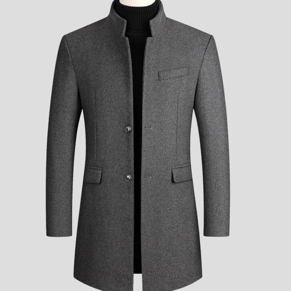 Edward Barclay | Wool-Blend Mens Coat With Stand Collar