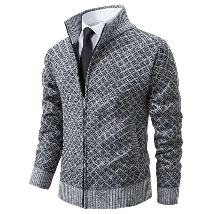 Nigel Thorpe | Diamond-Knit Zip-Up Cardigan