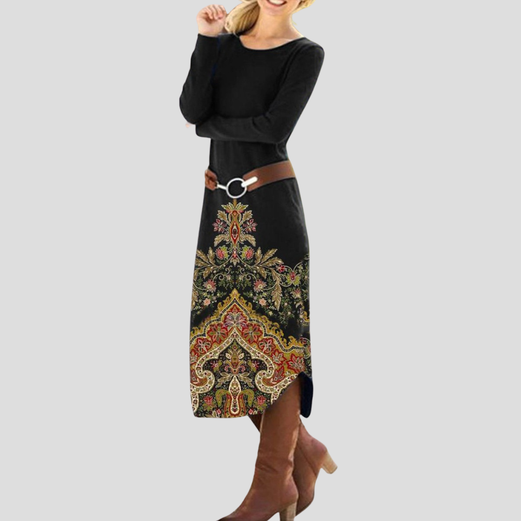 Charlotte Winters | Floral Print Midi Dress With Belted Waist