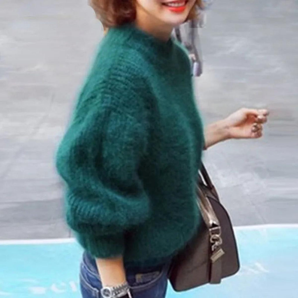 Alexandra Norwood | Soft High-Neck Angora Sweater