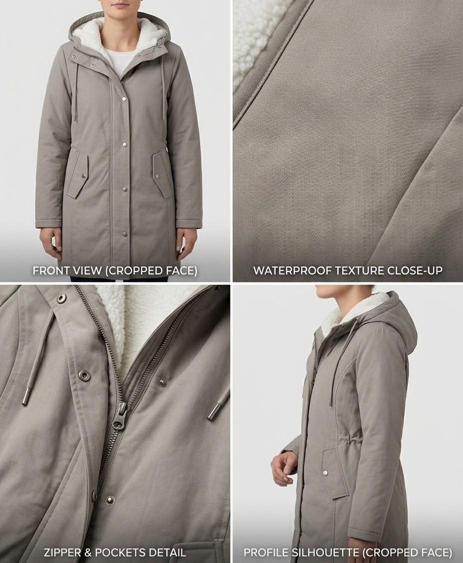 Women's Longline Hooded Parka Coat with Plush Lining