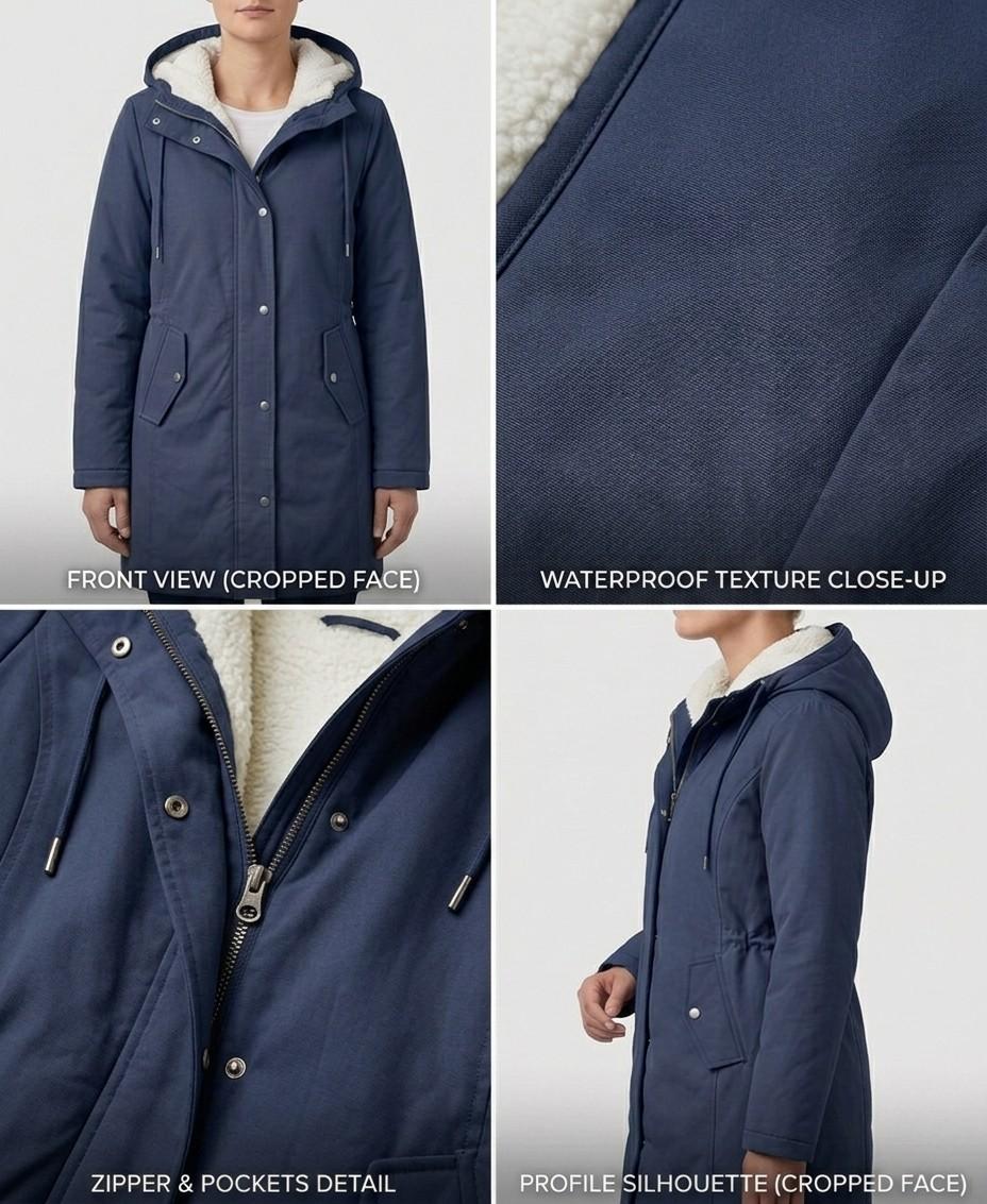 Women's Longline Hooded Parka Coat with Plush Lining