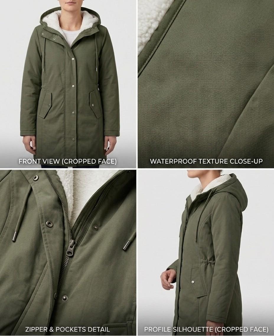 Women's Longline Hooded Parka Coat with Plush Lining