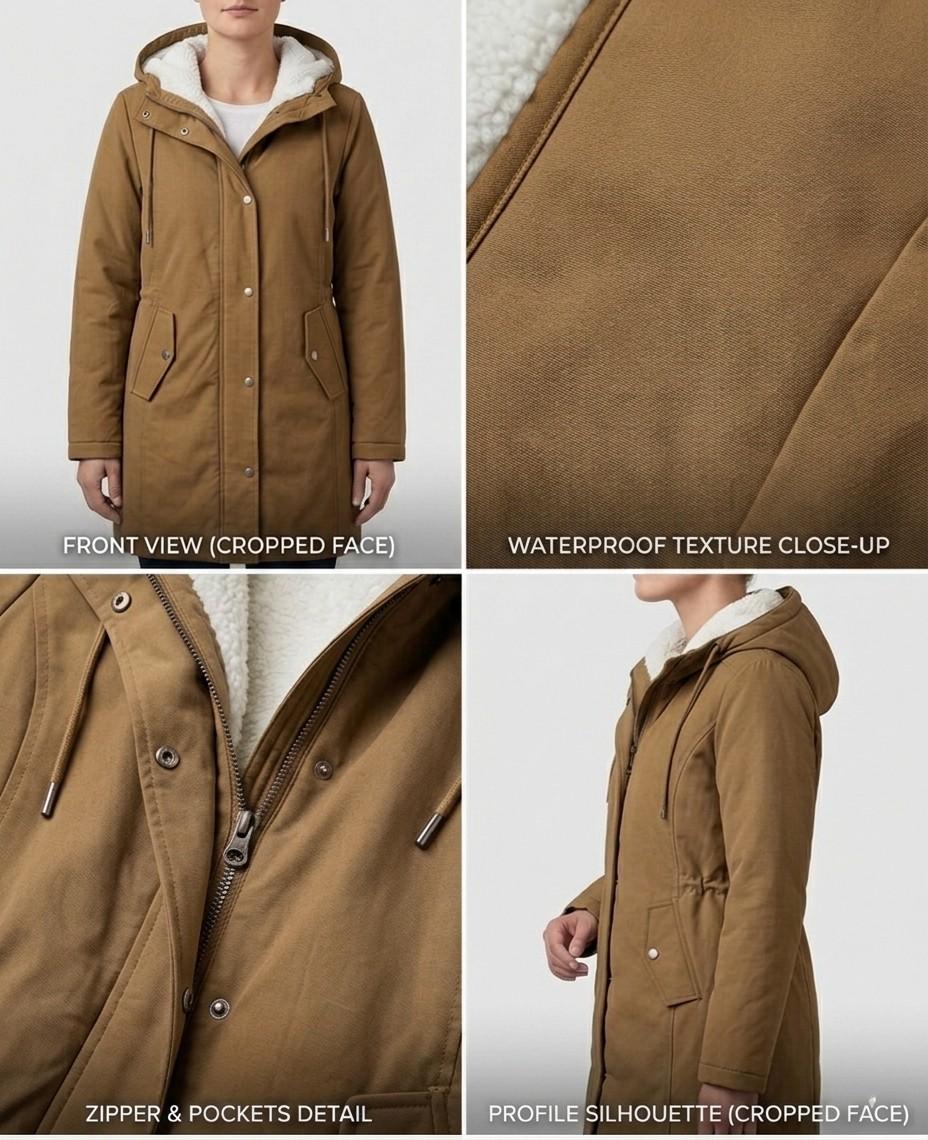 Women's Longline Hooded Parka Coat with Plush Lining
