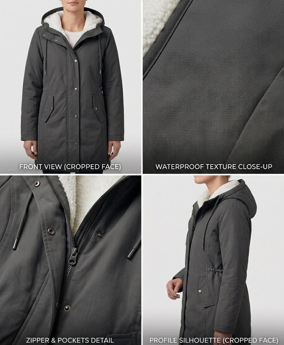 Women's Longline Hooded Parka Coat with Plush Lining