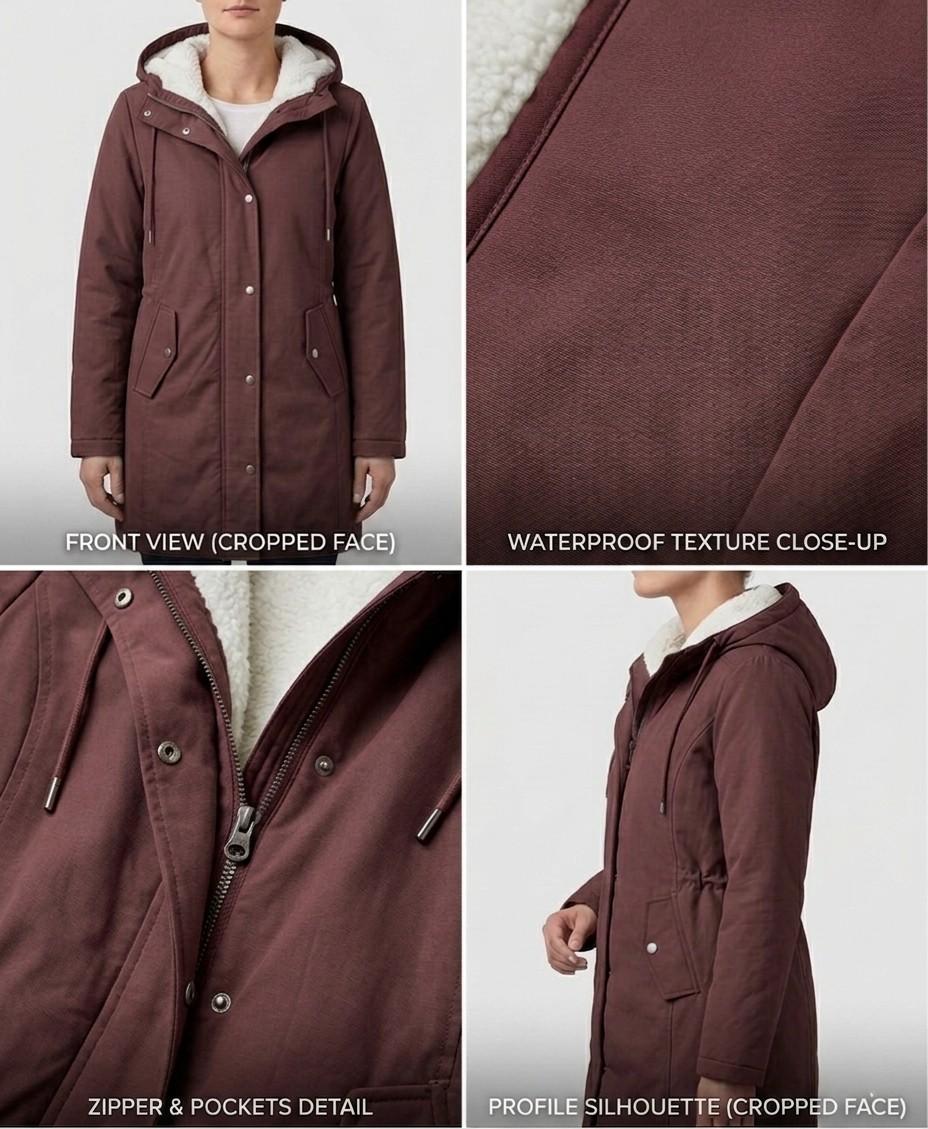 Women's Longline Hooded Parka Coat with Plush Lining