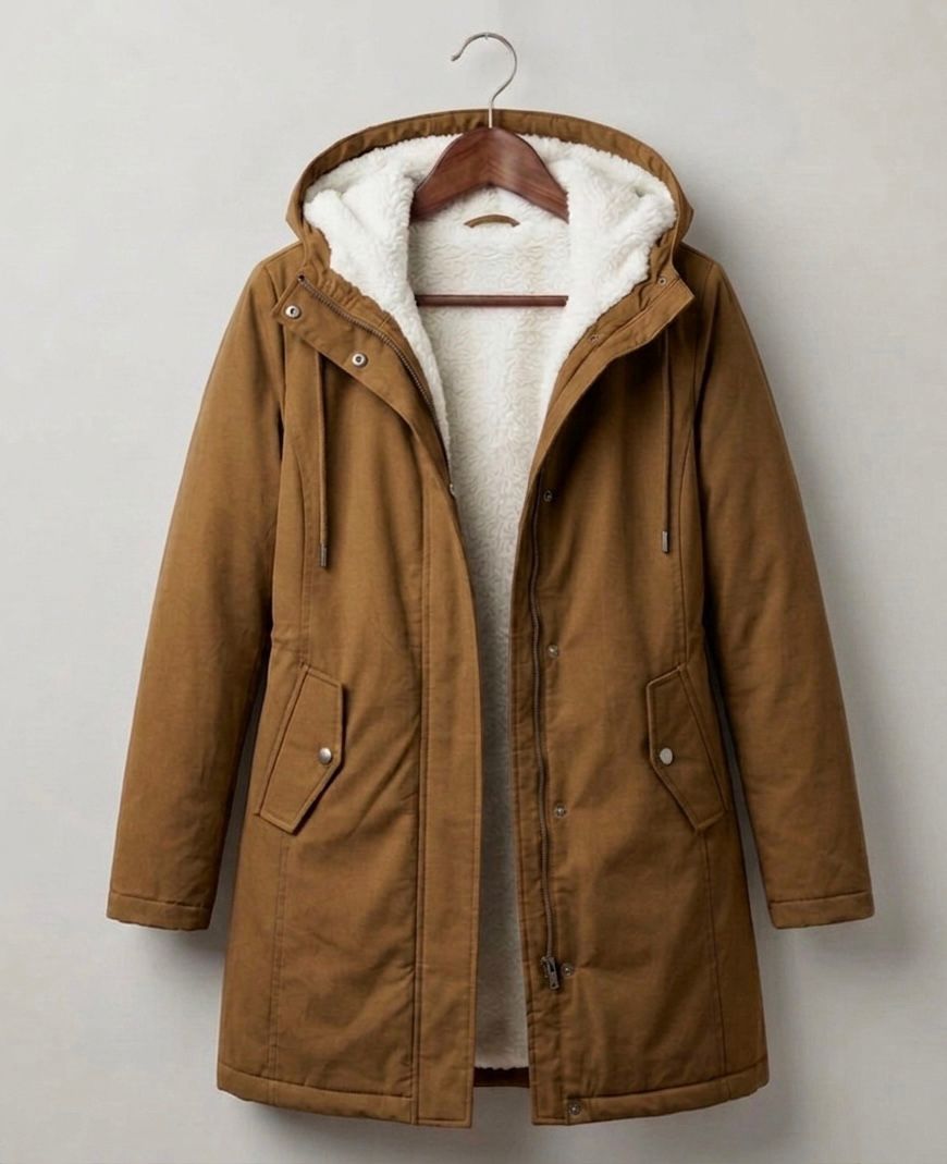 Women's Longline Hooded Parka Coat with Plush Lining