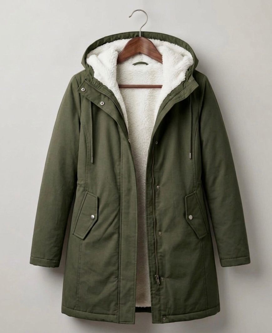 Women's Longline Hooded Parka Coat with Plush Lining