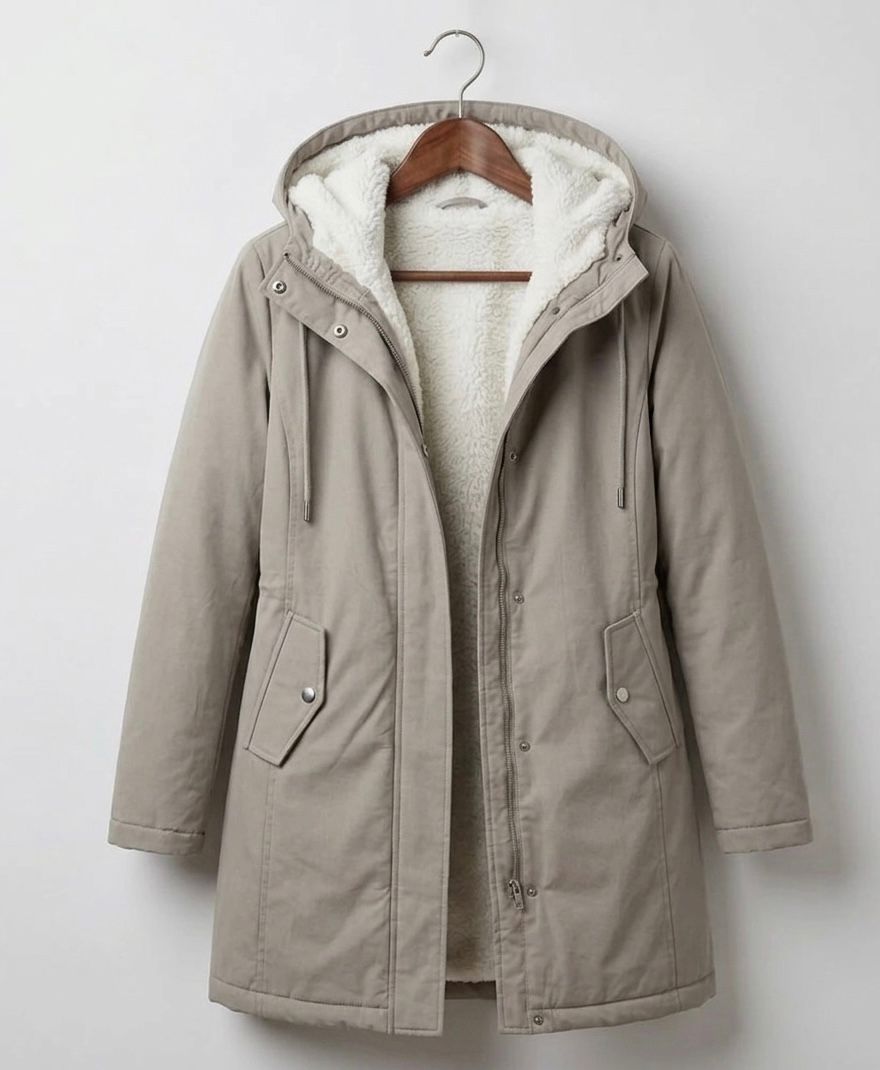 Women's Longline Hooded Parka Coat with Plush Lining