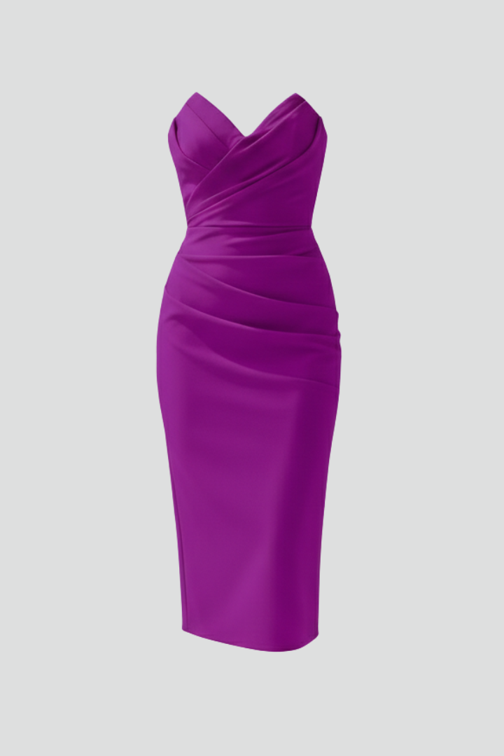 Cecily Fairbanks | Ruched Strapless Cocktail Dress