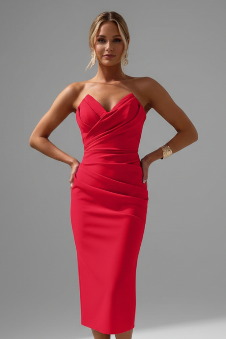 Cecily Fairbanks | Ruched Strapless Cocktail Dress
