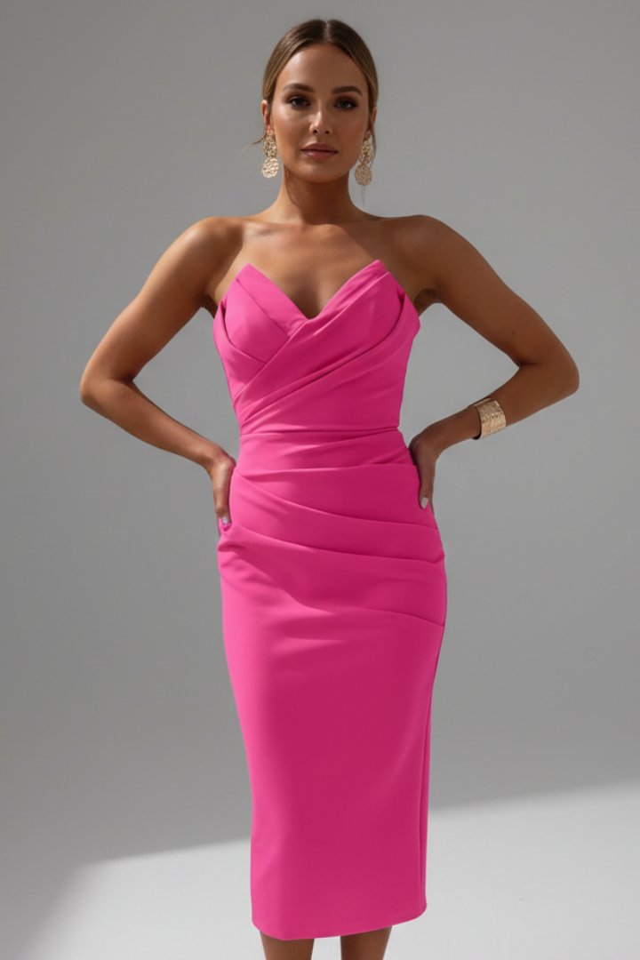 Cecily Fairbanks | Ruched Strapless Cocktail Dress