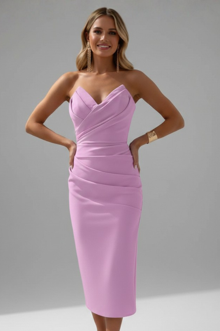 Cecily Fairbanks | Ruched Strapless Cocktail Dress