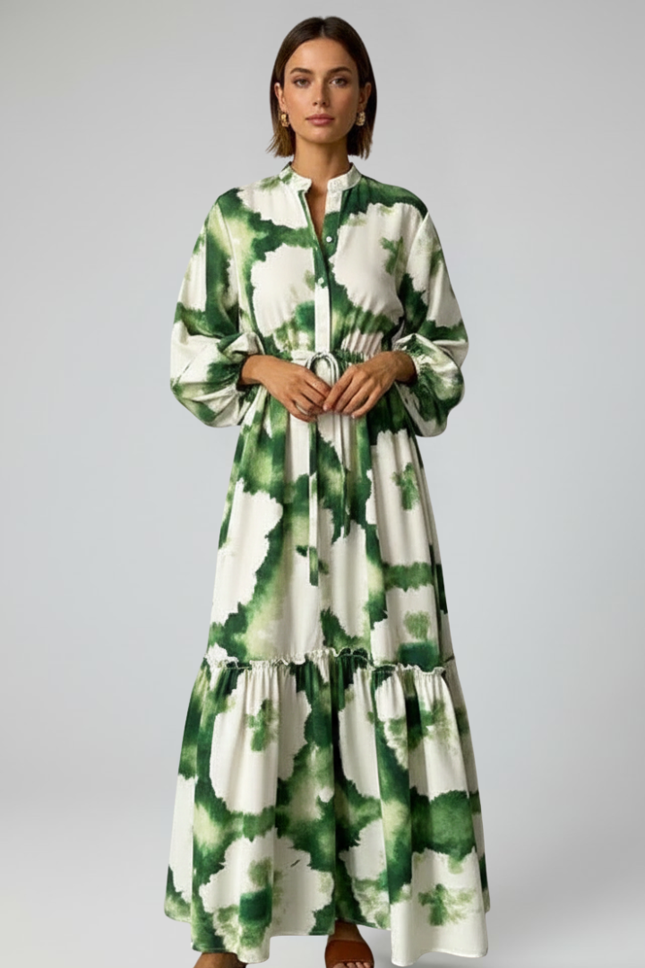 Giselle Thornbury | Printed Maxi Dress With V-Neck