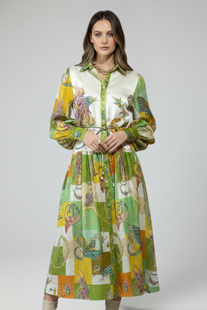 Giselle Thornbury | Printed Maxi Dress With V-Neck