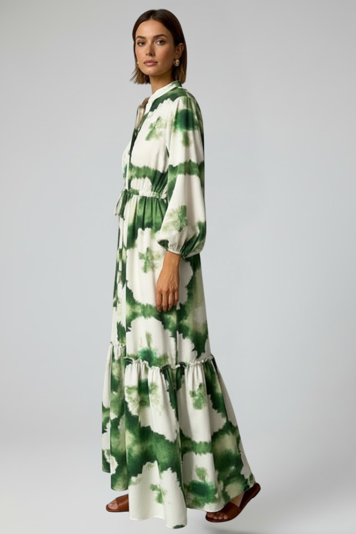 Giselle Thornbury | Printed Maxi Dress With V-Neck
