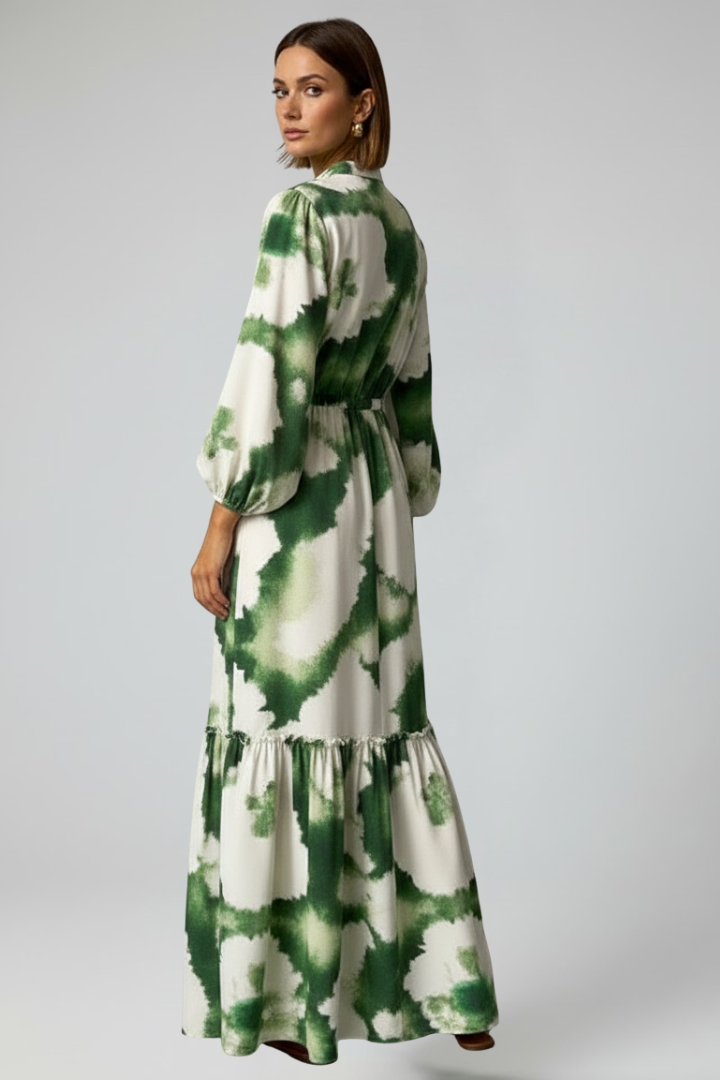 Giselle Thornbury | Printed Maxi Dress With V-Neck