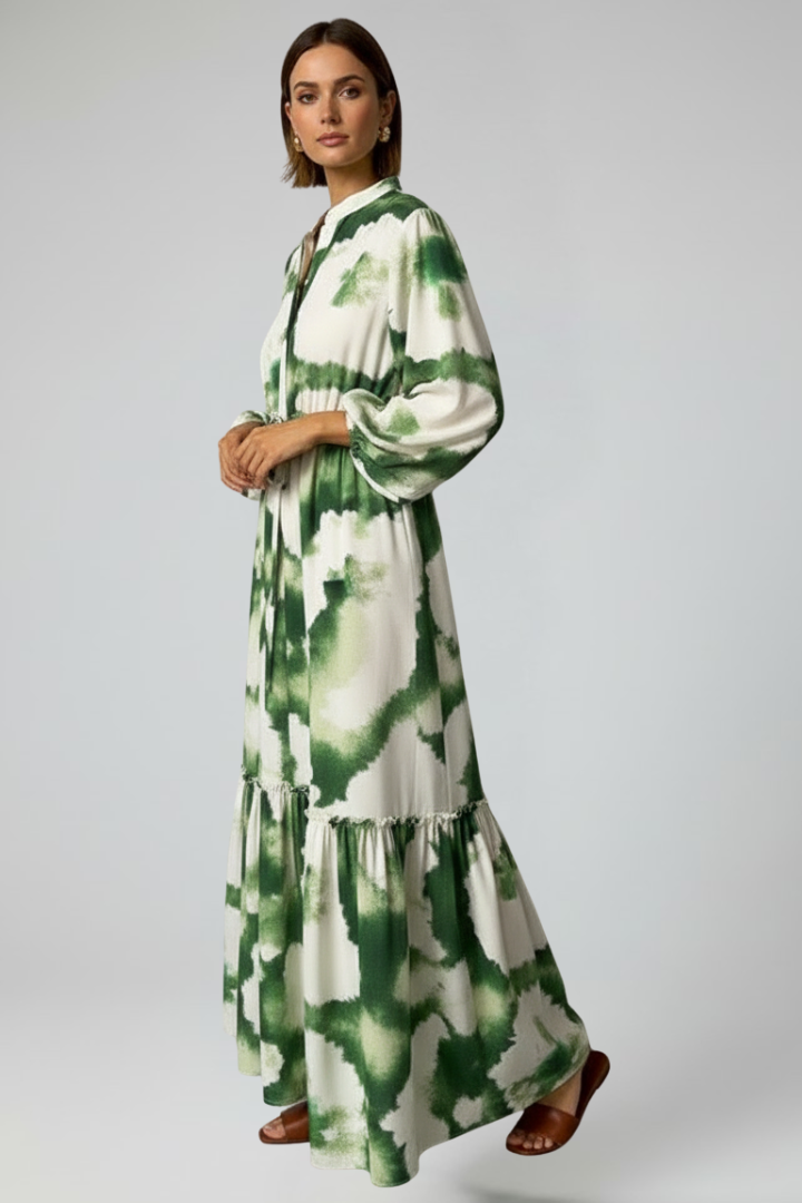 Giselle Thornbury | Printed Maxi Dress With V-Neck