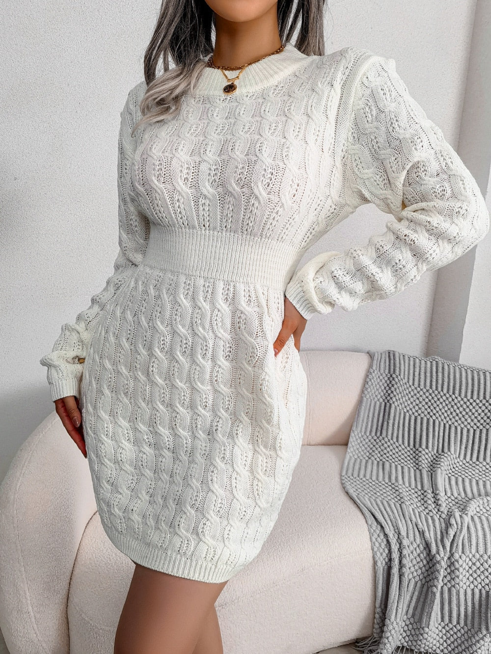 Eleanor Griffiths | Cable-Knit Mini Sweater Dress For Women