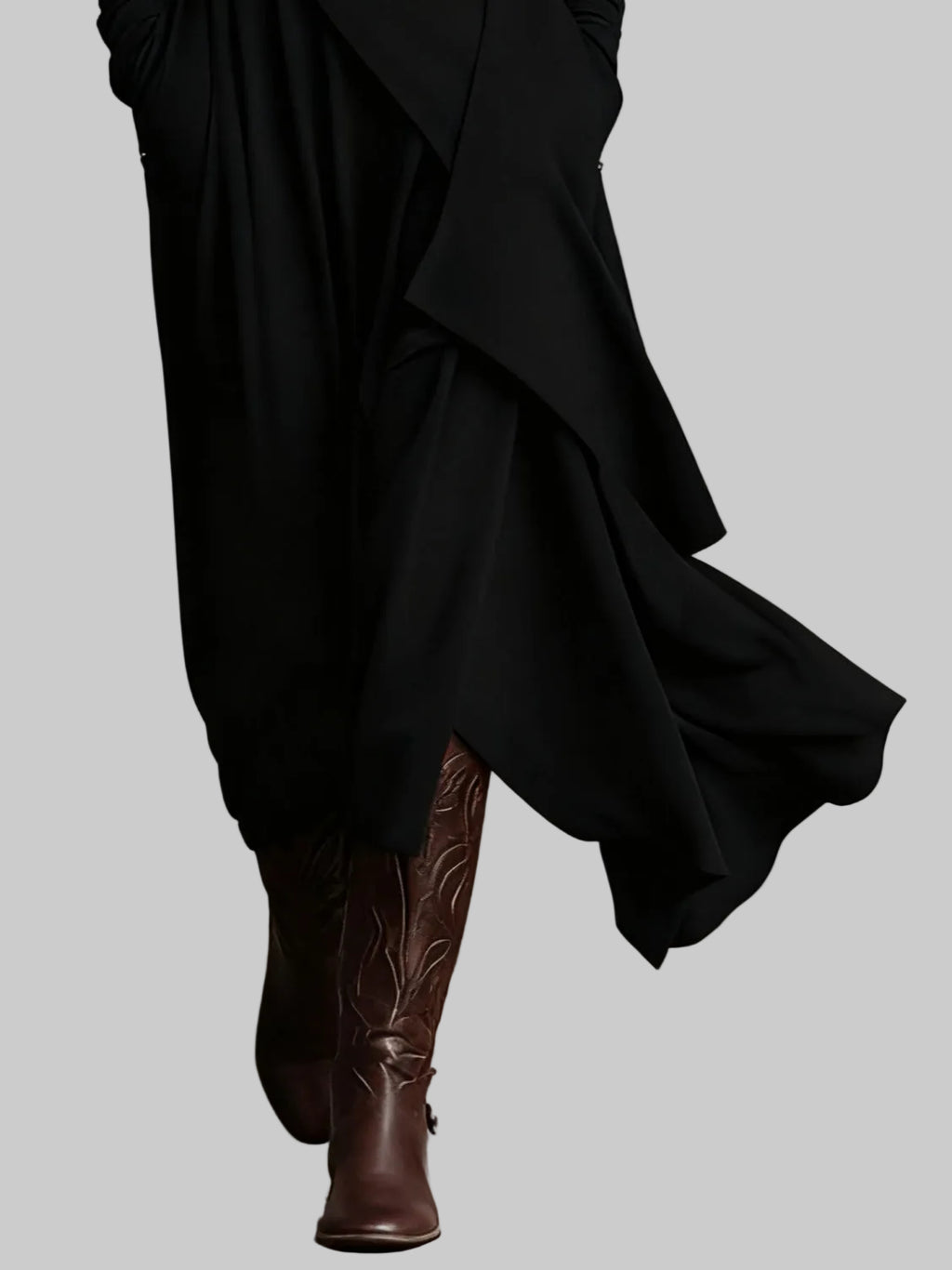 Draped Polo Neck Maxi Dress