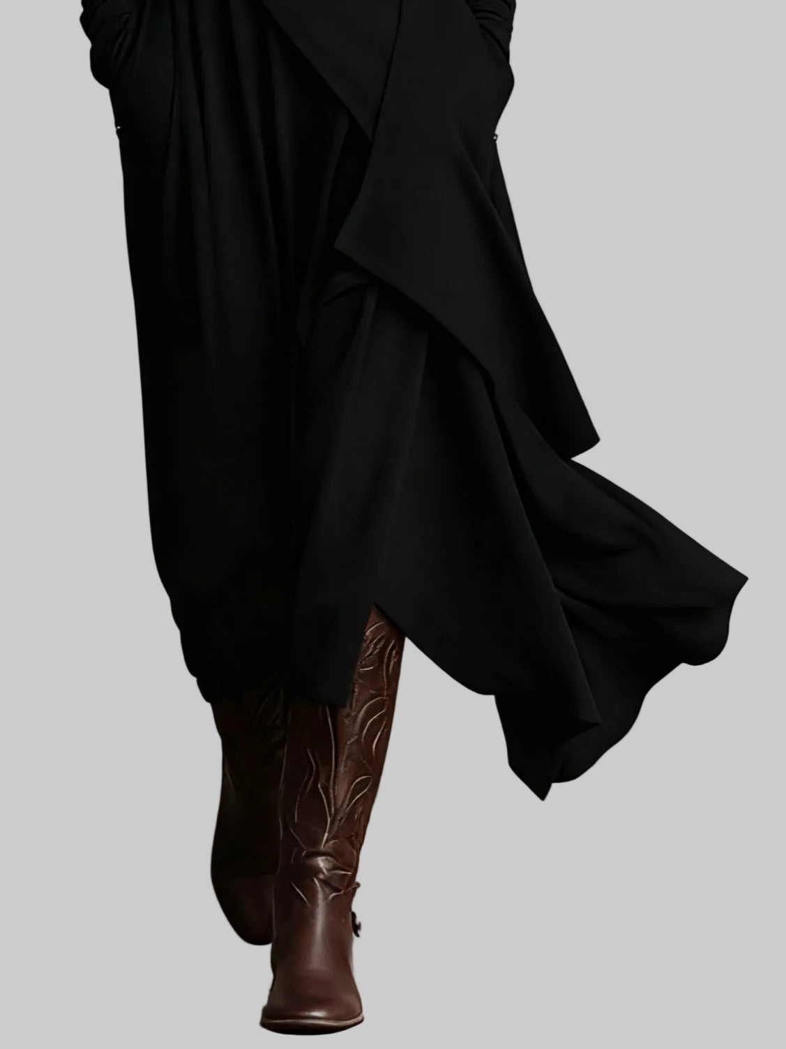 Draped Polo Neck Maxi Dress