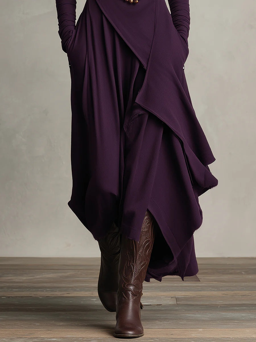 Draped Polo Neck Maxi Dress