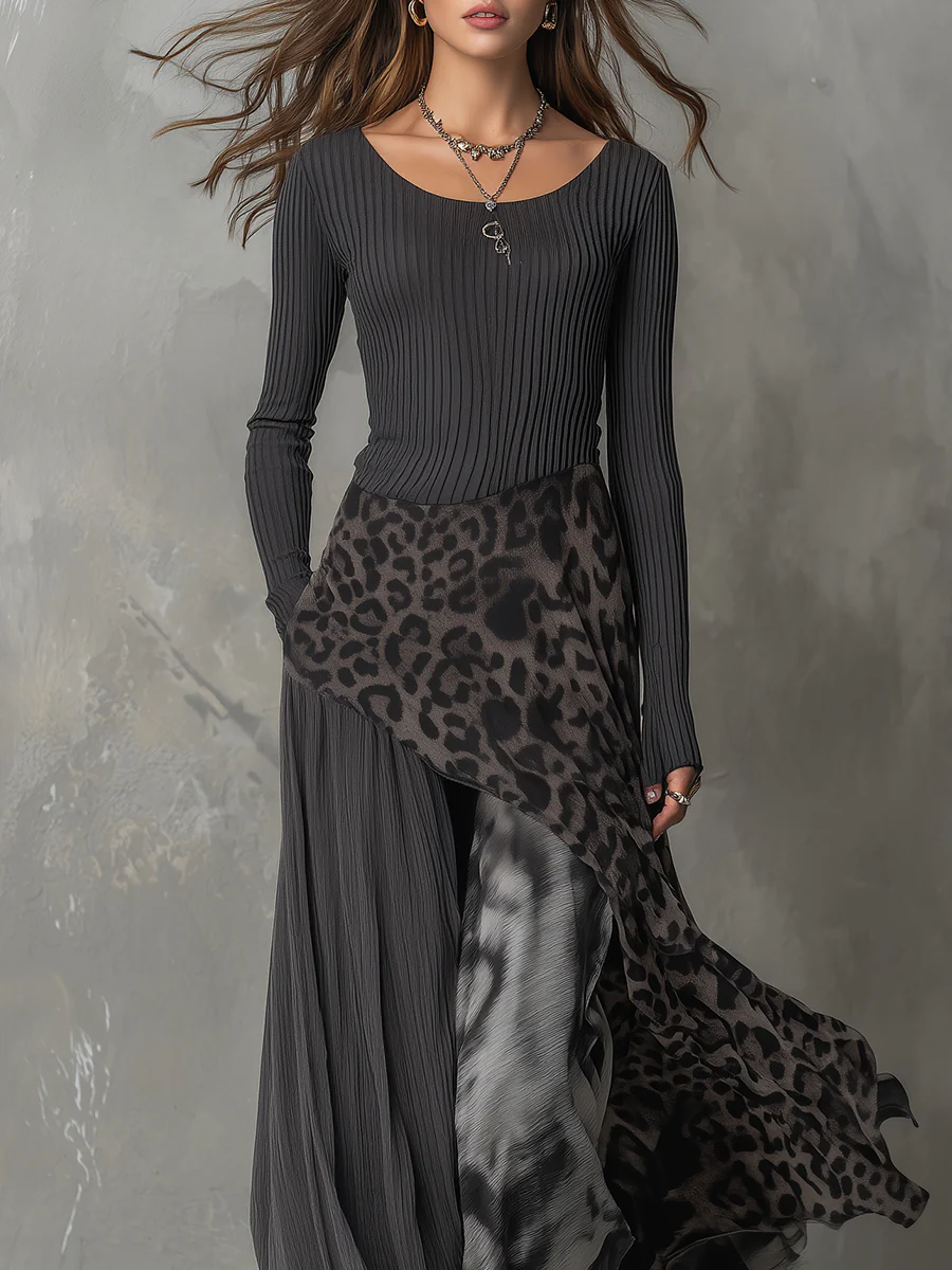 Araminta Winslow | Leopard Print Asymmetric Maxi Dress