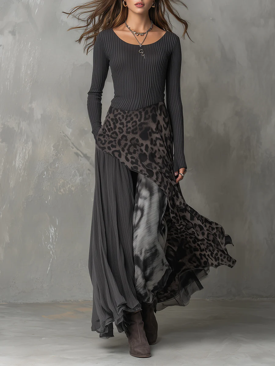 Araminta Winslow | Leopard Print Asymmetric Maxi Dress