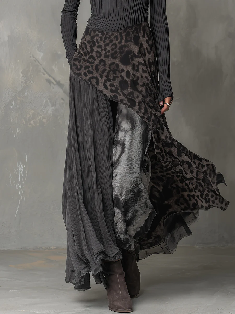 Araminta Winslow | Leopard Print Asymmetric Maxi Dress