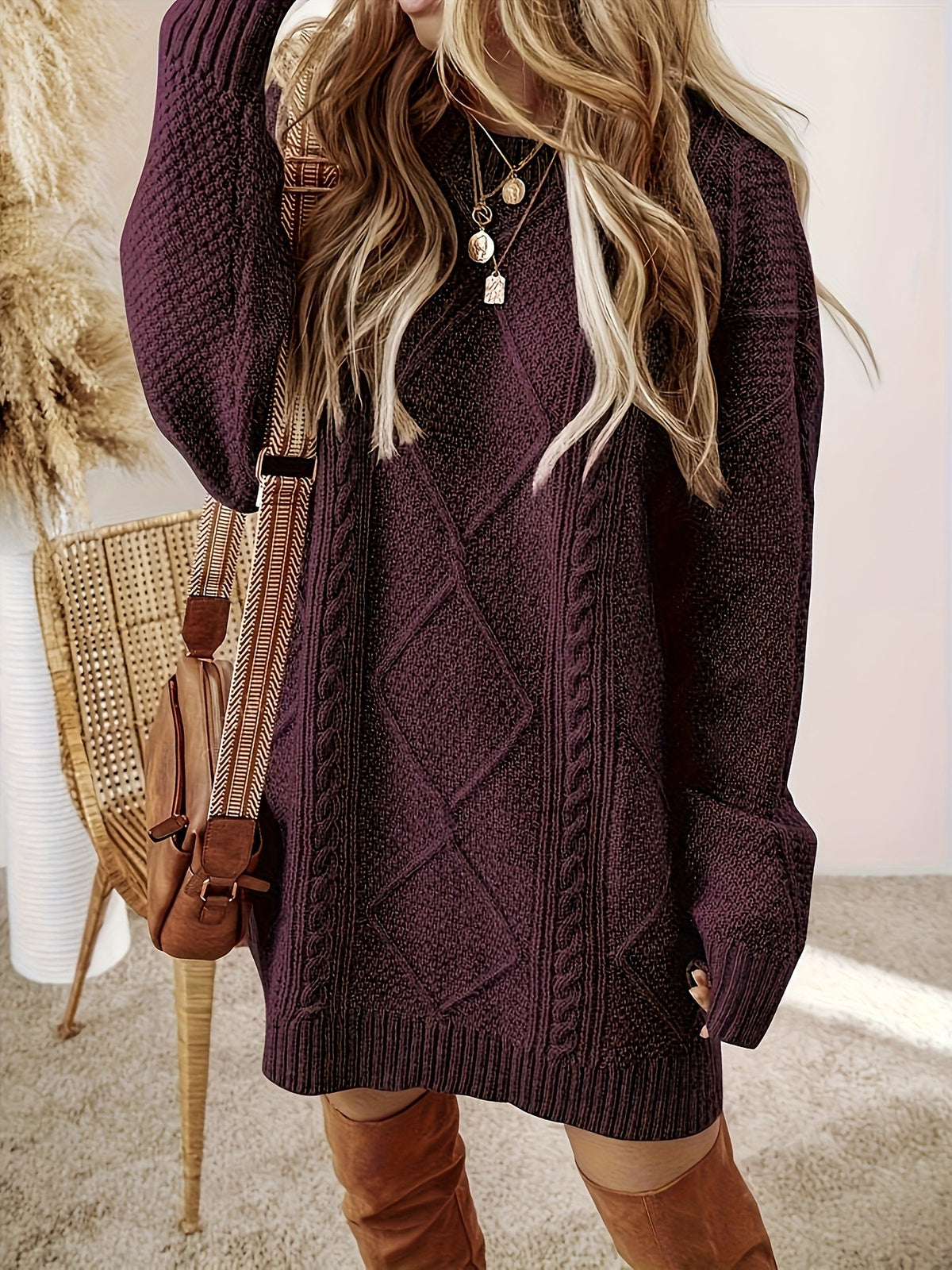 Matilda Wood | Cable Knit Sweater Dress for Women
