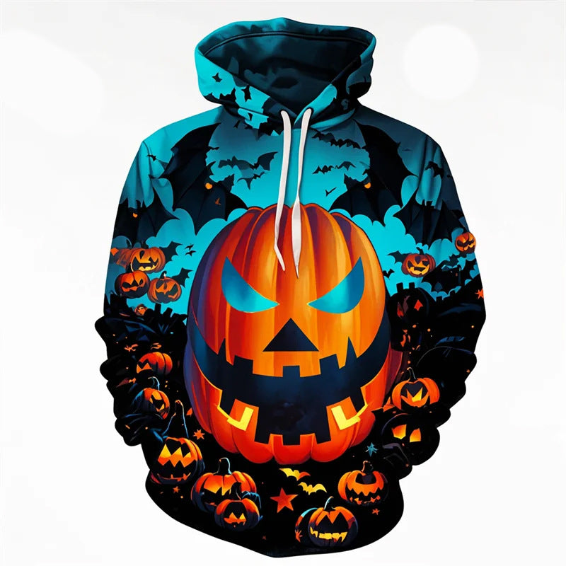 Malcolm Ferris | Glow-Print Pumpkin Hoodie For Men