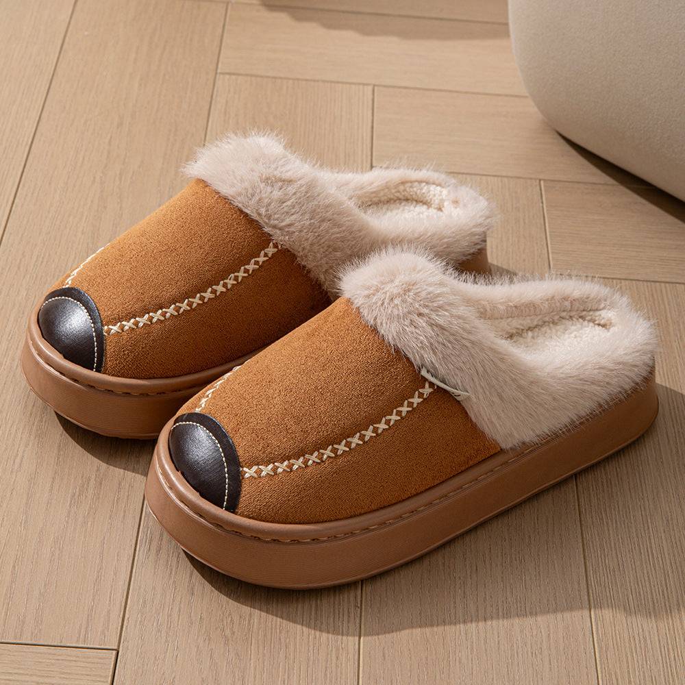 Imogen Sherwood | Thick-Soled Faux Fur Trim Slippers