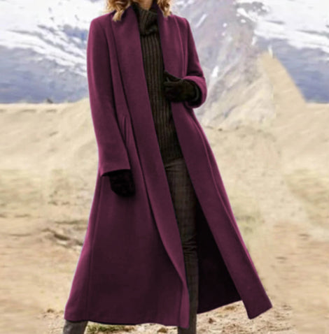 Isla Morris | Long Line Wool-Blend Coat with Lapel Collar