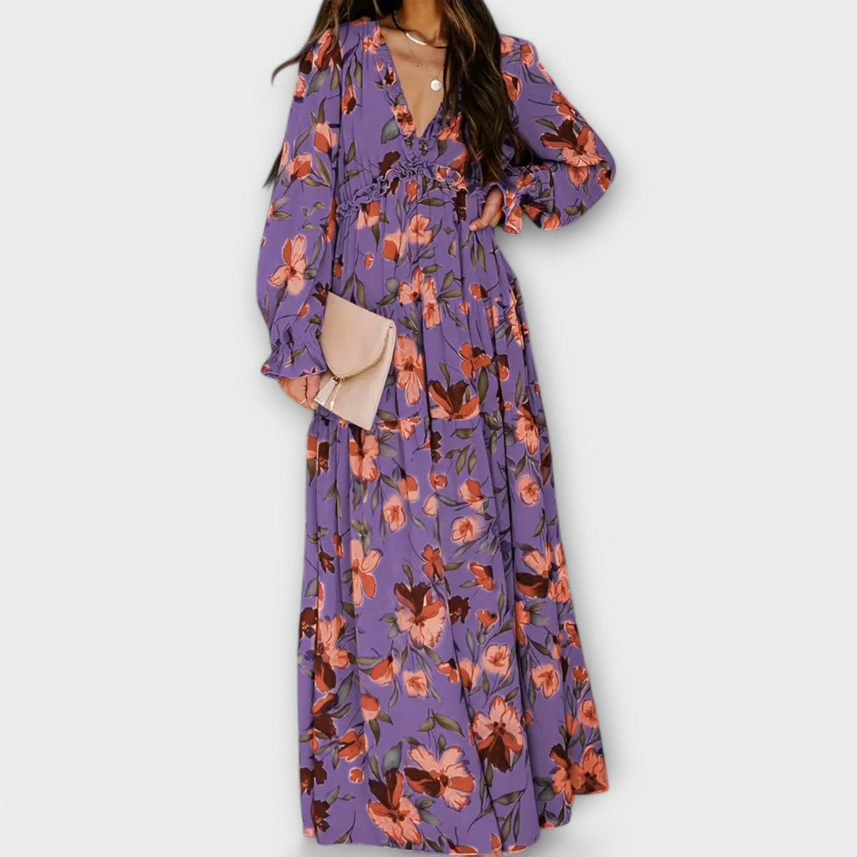 Lucia Bennett | Floral Maxi Dress With Tiered Skirt