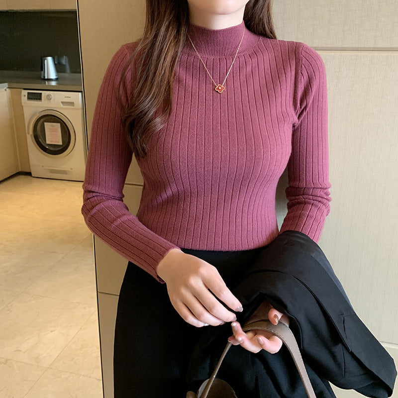 Millicent Davies | Ribbed Half Turtleneck Long Sleeve Top