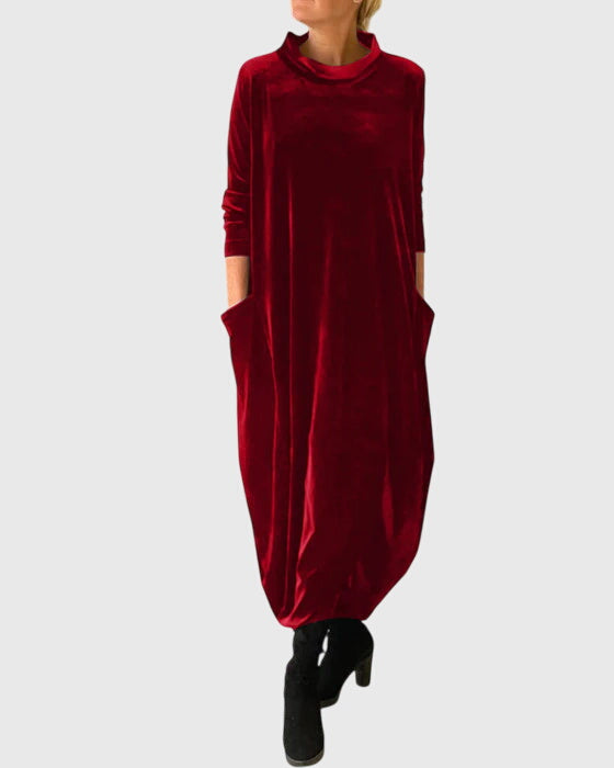 Margot Fontaine | Velvet Maxi Dress With Mock Neck