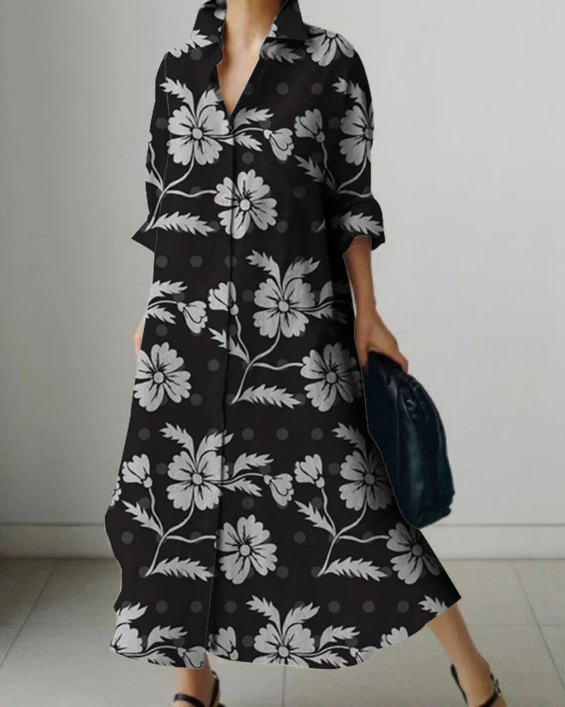Millicent Sheridan | Floral Print Midi Shirt Dress