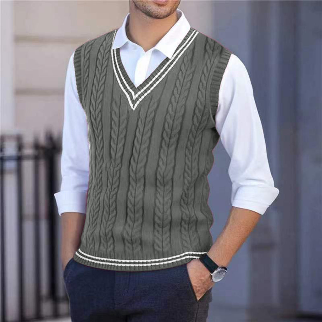 Theodore Sherbourne | V-Neck Cabled Knit Sweater Vest