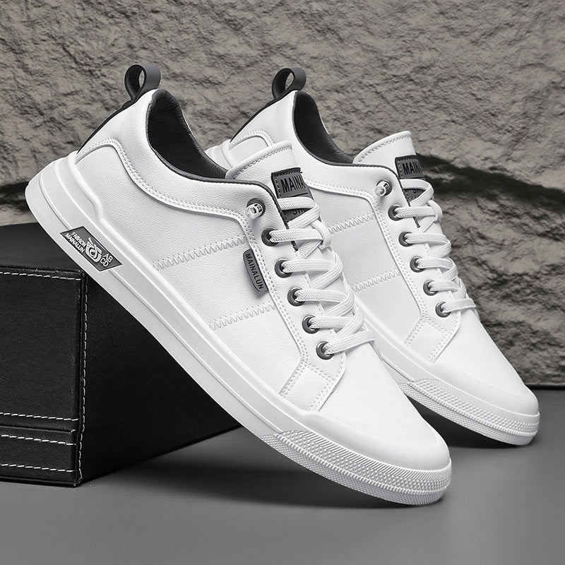 Nigel Prentice | White Leather Low-Top Sneakers For Men