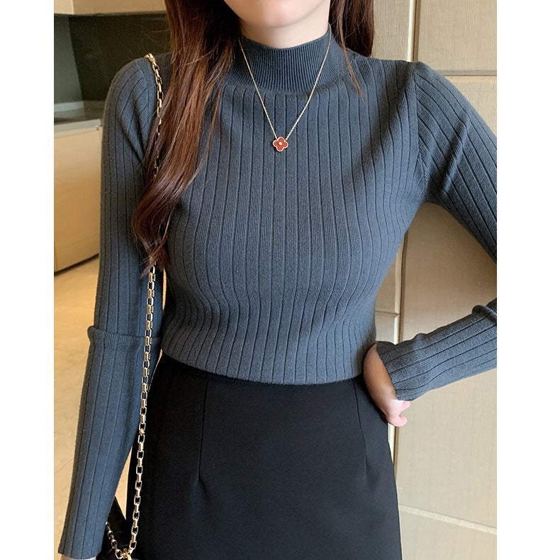 Millicent Davies | Ribbed Half Turtleneck Long Sleeve Top