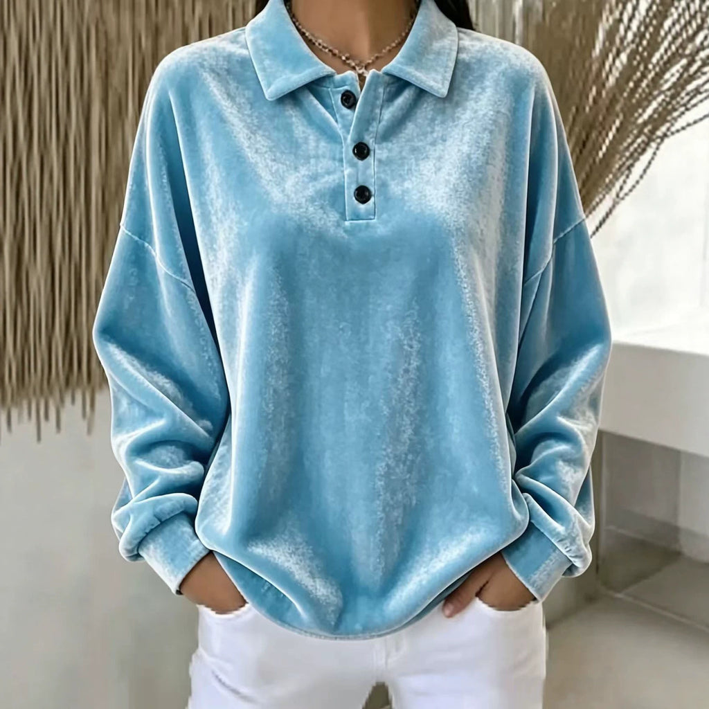 Eilidh Kennedy | Pink Velvet Long-Sleeve Polo Shirt