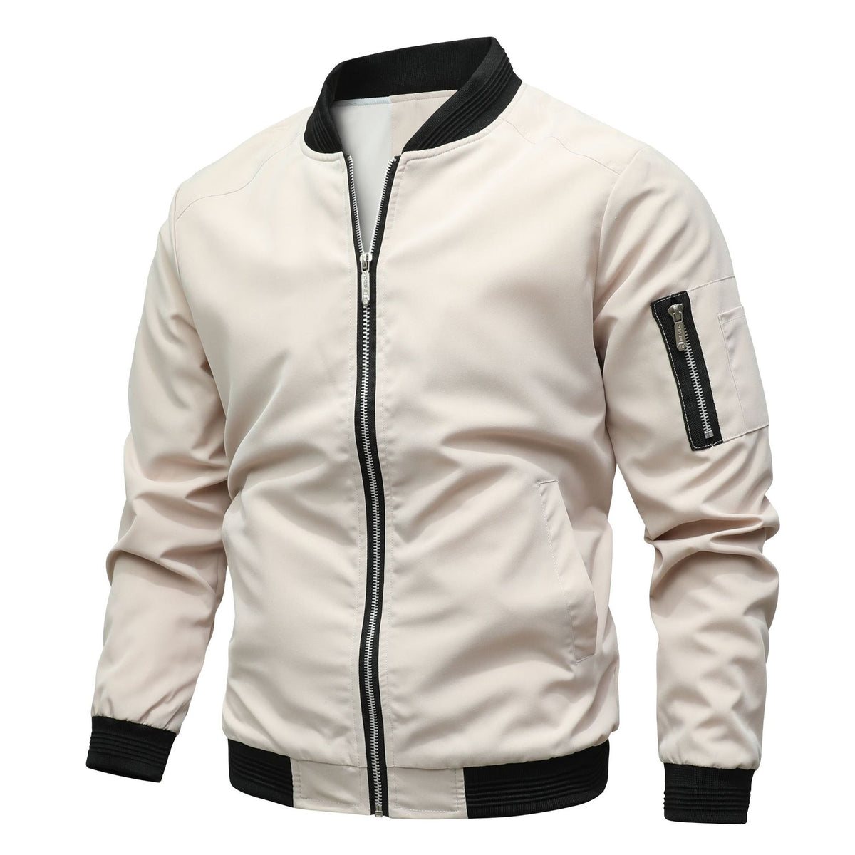 Gareth Blackwood | Olive Bomber Mens Jacket with Ribbed Detailing