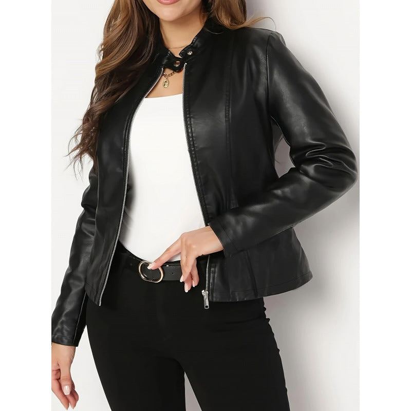 Victoria Williams | Short Faux Leather Zip-Up Jacket