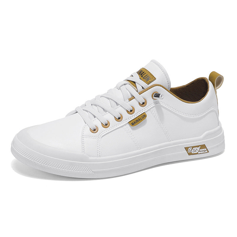 Nigel Prentice | White Leather Low-Top Sneakers For Men